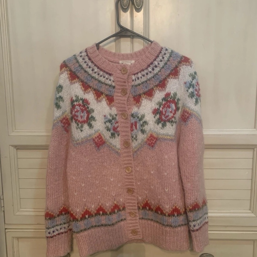 Sundance Floral Fair Isle Granny Sweater Cottage Core XS